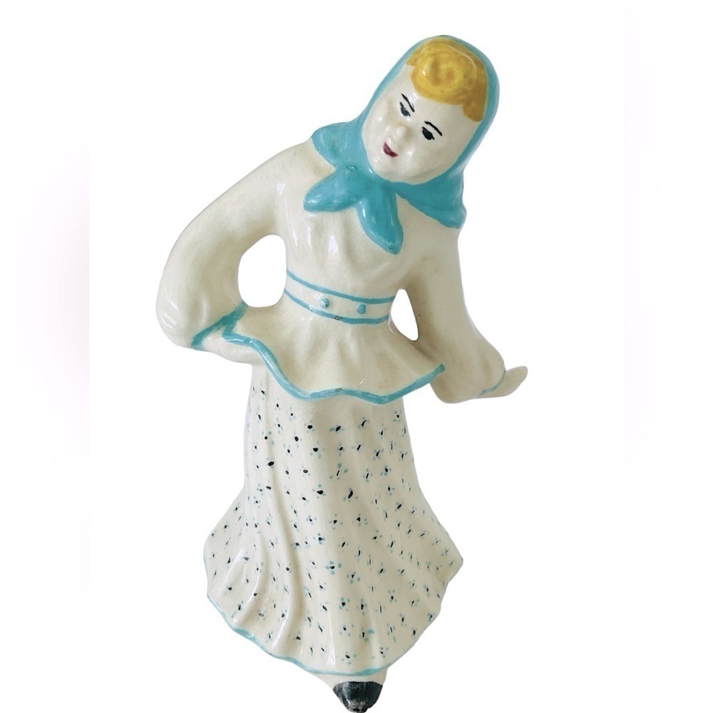 Porcelain Prairie Woman Figurine Cottagecore Decor 1940s Style